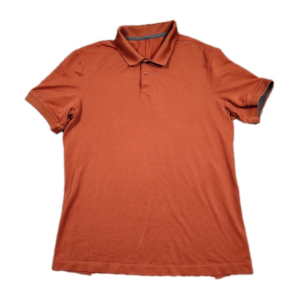 Lululemon Polo Shirt Men's M Rust Live In Practice Pima Cotton Tech Pique Active